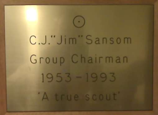 C.J.'Jim' Sansom. Group Chairman 1953-1993. 'A true scout'