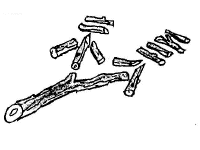 Split-up tracking sign - a forked arrow with tallies of travellers on each one